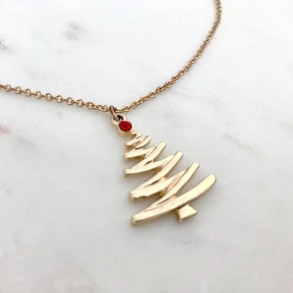 2/$20 Gold Tone Holiday/Christmas Tree Pendant Necklace - Picture 3 of 6